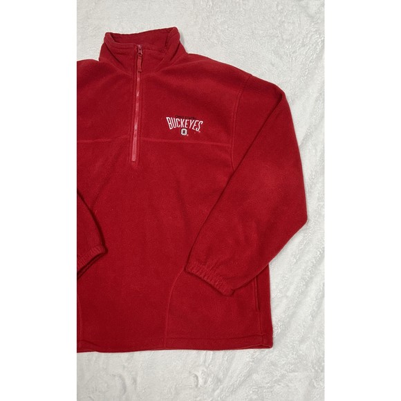Vintage Ohio State Buckeyes Embroidered Red 1/4 Zip Fleece Pullover Size Large - Picture 3 of 10